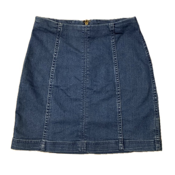 free people modern femme dark blue/navy denim mini skirt size 4 - Picture 2 of 5
